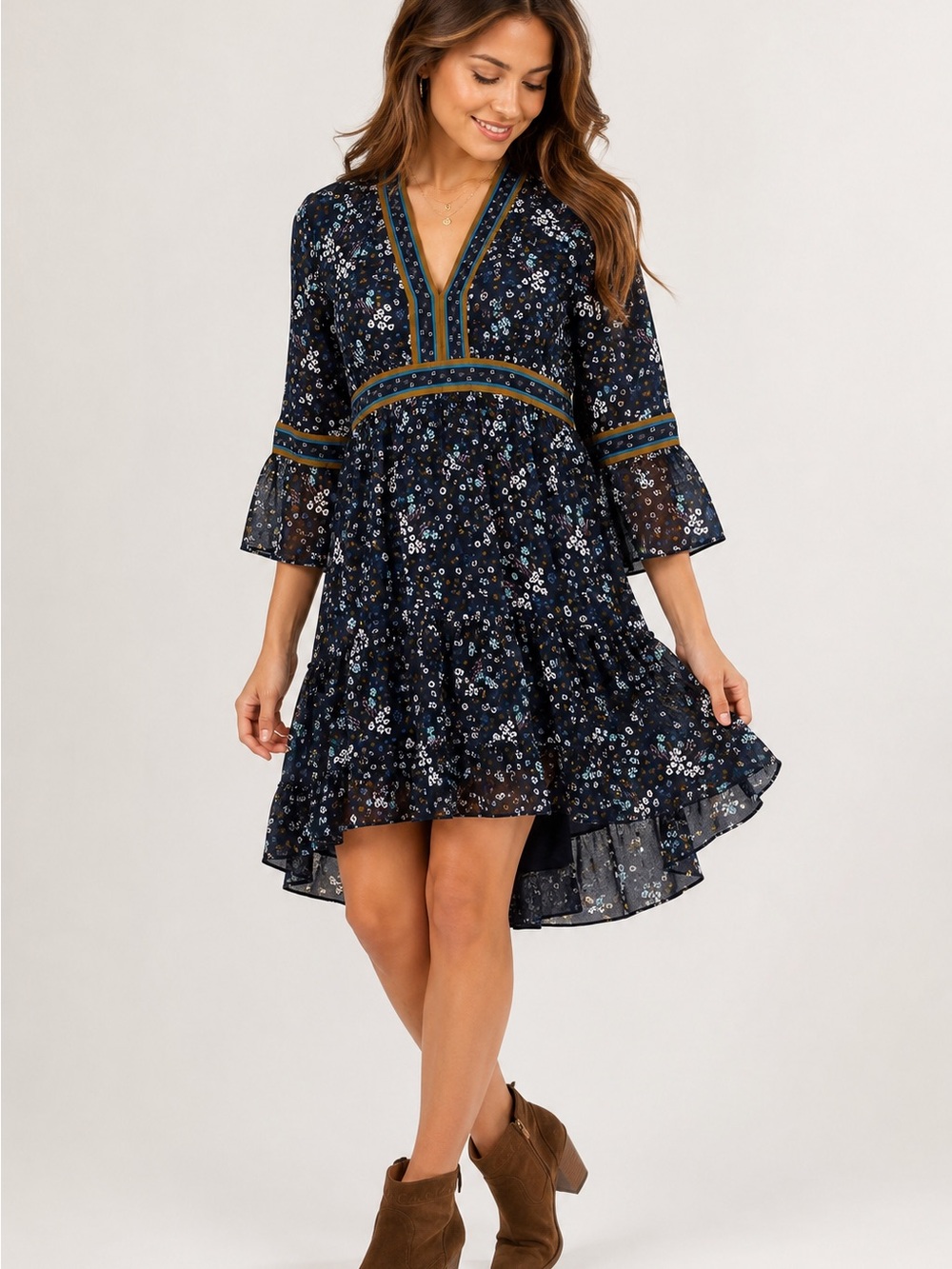 Chelsea & Violet Floral Boho High Low Dress Size Small - Picture 3 of 12